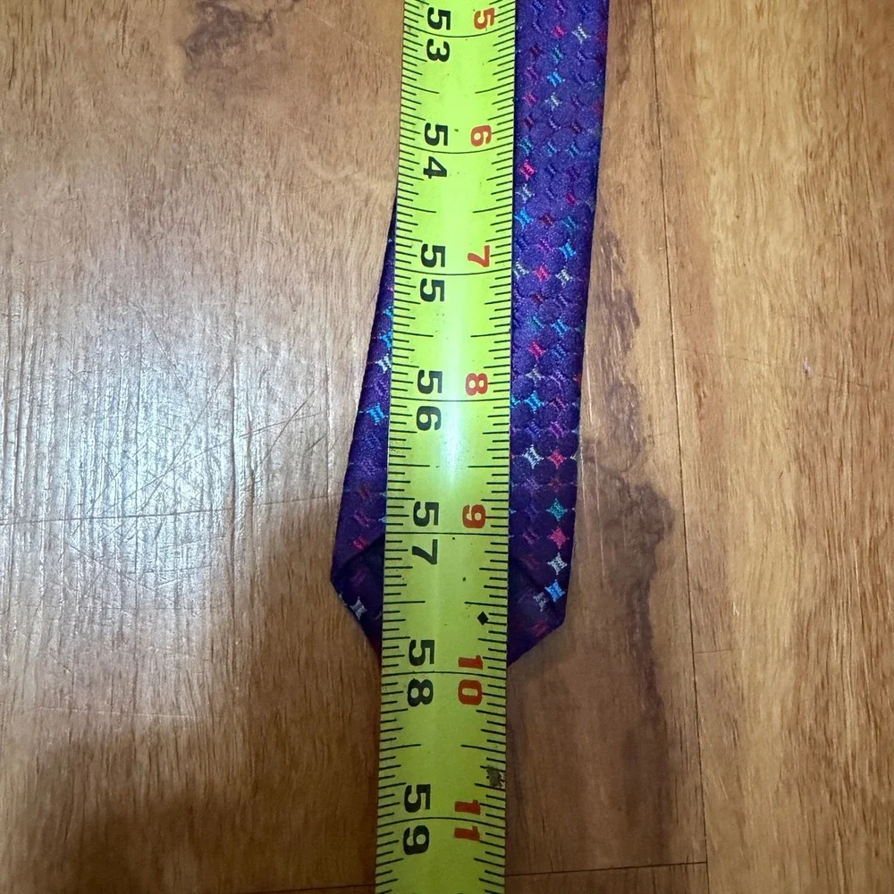Charles Tyrwhitt Tie Men Purple Geometric Silk Handmade in England Preppy Formal